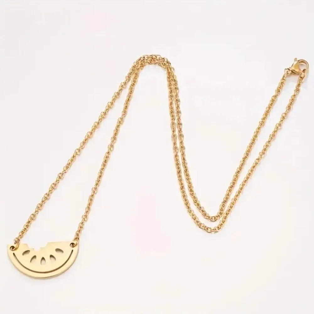 Watermelon Pendant Necklace in Gold
